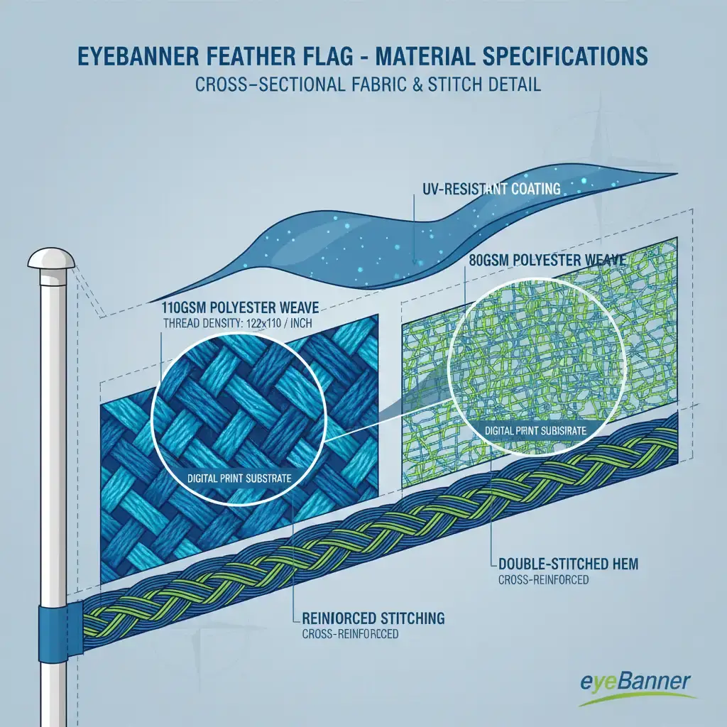 detailed breakdown of feather flag material specifications and quality differences