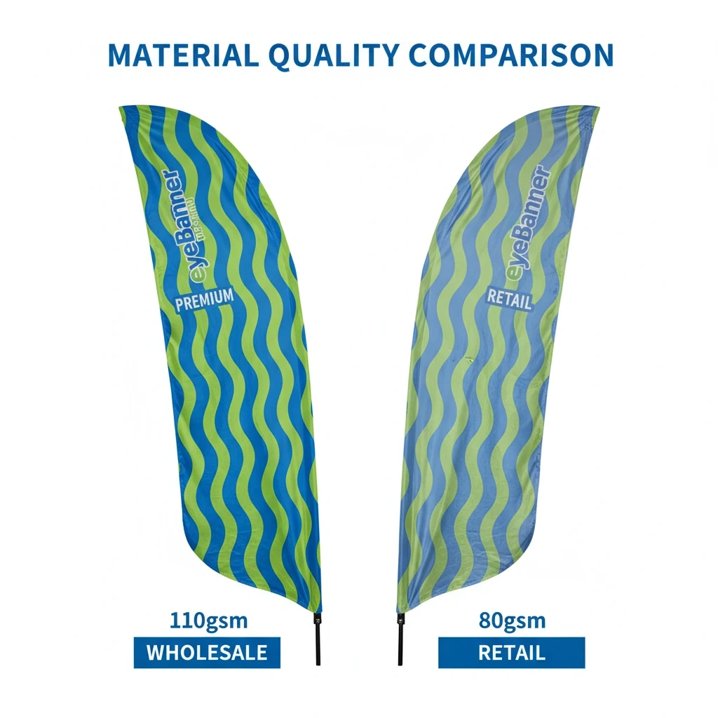 wholesale feather flags comparison showing material quality differences